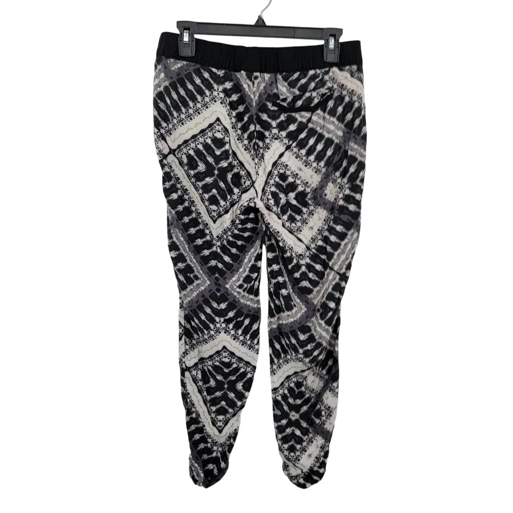 Hurley Pants Joggers Loungewear Elastic Waist Tapered Cuffed‎ Hem Print Black S